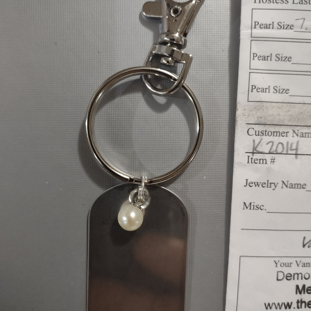 Dog Tag Pearl Keychain